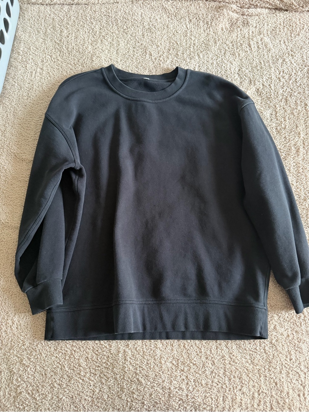 Lululemon Perfectly Oversized Crew Washed Black Logo Sweatshirt Pullover M/L
